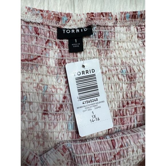 Torrid Maxi Challis Off Shoulder Tulip Hem Dress (Sz 1) - Picture 6 of 8